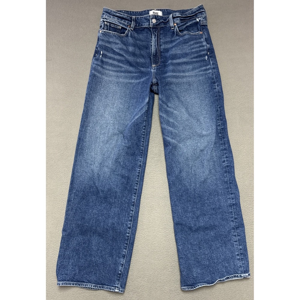Paige Sasha Jeans Womens High Rise Wide Leg Relaxed Fit Distressed Denim 32x30